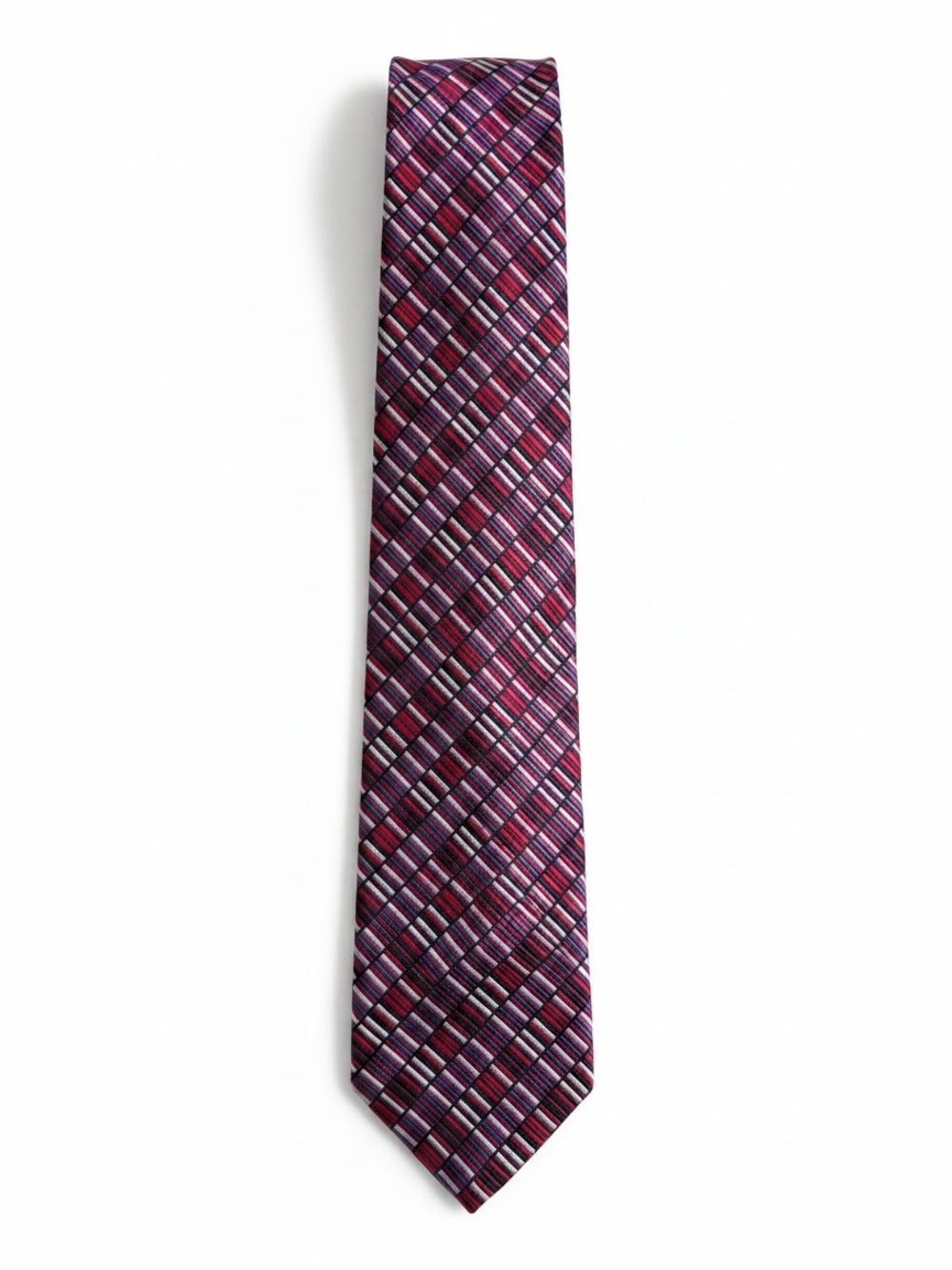 Frangi Silk Tie Multicolor Plaid Striped Necktie Pink Purple Red Made In Italy